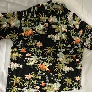 Cubavera XXL Hawaiian Shirt Black Flamingo Tropical Camp Button Up